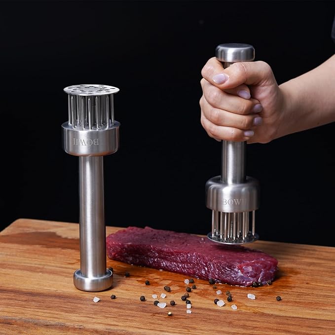 Stainless Steel Meat Tenderizer Tool with 21 Sharp Needles - A Meat Tenderizer Mallet for Chicken and Beef, Durable Meat Mallet Hammer, Easy-Grip Meat Hammer Tenderizer