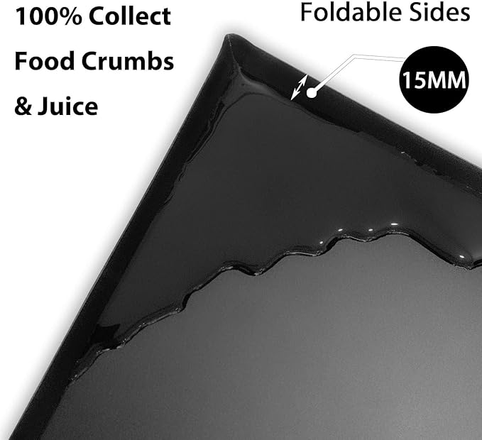 WK Flexible Plastic Cutting Boards Mats with Lip, Foldable Cutting Board for Kitchen Set of 3, Black Cutting Boards for Meat, Nonslip Cutting Mats Sheets, BPA Free, Dishwasher Safe