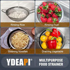 Ydeapi Fine Mesh Strainer, Stainless Steel Strainers with Sturdy Handle, Set of 3 Metal Sieve for Kitchen Food, Rice, Quinoa, Tea - 7", 4.6", 2.7"