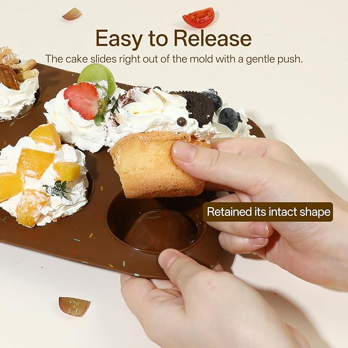 2 Pack Silicone Muffin Pan for Baking, Regular Size Nonstick Cupcake Pan, 6-Cup Silicone Muffin Tin BPA Free Dishwasher Safe, Great for Muffin Cupcake Brownie Egg Tart