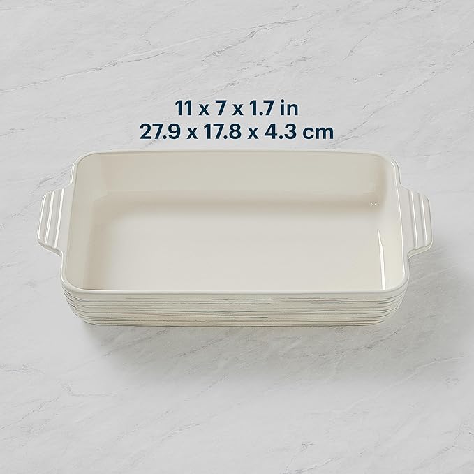 Pyrex 2QT (7" x 11") Rectangular Ceramic Baking Dish with Handles, Casserole Dish