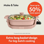 bella Make & Take Electric Skillet, Fits-anywhere™ kitchenware, EverGood™ Ceramic Coating, Adjustable Temperature & Dishwasher-Safe Tempered Glass Lid, Cast Aluminum Base, 1200 Watt, Blossom