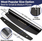 KitchenStar 14-Inch Pizza Cutter Rocker Blade - Sharp Stainless Steel Slicer Knife, Protective Cover, Black, Large - Professional Pizza Oven Accessories