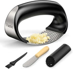 Vantic Garlic Press Rocker - Stainless Steel Garlic Crusher, Mincer and Chopper with Peeler & Scraper, Easy Kitchen Gadget for Effortless Smashing