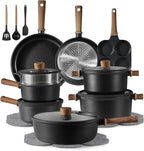 CAROTE 24Pcs Nonstick Kitchen Titanium Cookware Sets, Non stick Pots and Pans set, Induction Cookware Set Black