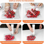 Vacuum Storage Bags Set, 5 Reusable BPA-Free Medium Food Vacuum Sealer Bags (8.26"x8.66"), Triple-Seal Leak-Resistant Design, Includes 1 Sealing Clip