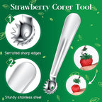 Baderke 4 Pcs Tomato Stem Corer Strawberry Baller Stainless Steel Strawberry Huller Tool Fruit Vegetable Stem Remover