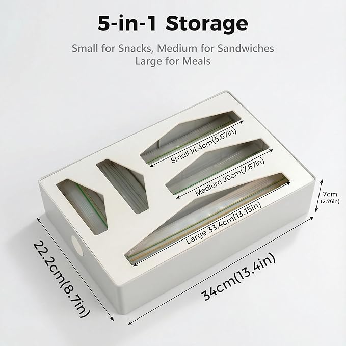 Li & Zhao Storage Bag Organizer Kitchen Drawer - Baggie Organizer for Drawer Foil and Plastic Wrap Organizer Bag Storage Organizer Food Bag Dispenser for Quart Gallon Snack Sandwich Bag