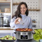 HOMECOOKIN 7-Quart Programmable Slow Cooker with Keep Warm Setting, Digital Timer - Perfect Kitchen Small Appliance for Family Dinners - Large Enough to Serve 8+ People