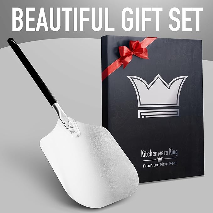 Kitchenware King™ - Premium Pizza Peel 12 inch For Crispy Crust Results - Essential Pizza Spatula Paddle For Outdoor And Indoor Cooking - Premium Innovated Non-Stick Paddle For Baking Steel And Stone