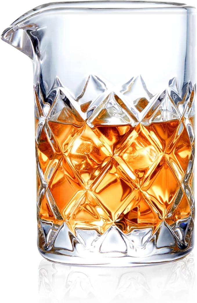 KITESSENSU Bar Mixing Glass, Seamless Pitcher for Stirred Cocktails with Weighted Bottom, Old Fashioned Bartender Accessory and Tool - 18oz 530ml