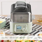 BUYDEEM G553 5-Quart Electric Food Steamer for 2-4 Servings, One Touch Vegetable Steamer for Cooking, Digital Multifunctional Steamer, Quick Steam, Stainless Steel Steamer Tray, No Stew Pots Included