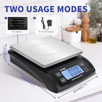 Large Digital Kitchen Scale 30kg/66lb Food Scale for Baking Cooking Stainless Bread Scale with LCD Display Counting Scales for Coins Adapter Included(Stainless Black)