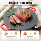 Indoor Smokeless Electric Griddle: 1000W Fast Heating Indoor Grill with 11/14/16" Nonstick Surface, Adjustable Temp Control, Easy to Clean for Steak, Pancake & BBQ (11in)