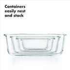 OXO Glass Food Storage Container, Rectangle, 1.6 Cup | Smart Seal | Leakproof | Pack of 2