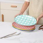 Selamica Serving Platters Ceramic, 12 Inch Serving Dishes for Party Entertaining, Oval Serving Plates for Sandwich, Appetizer, Fruit, Microwave Dishwasher Safe, Set of 4, Assorted Colors