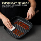 Kikcoin Nonstick Grill Pan for Indoor Cooking，9.5 Inch Versatile Griddle for Stove Tops Steak Pan with Pour Spouts