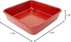 casaWare 7-Inch Toaster Oven Ultimate Series Commercial Weight Ceramic Non-Stick Coating Square Pan (Red Granite)