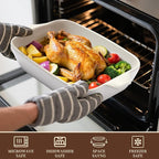 Ceramic Casserole Dishes Set of 3, Stoneware Baking Pans for Oven, Rectangular Lasagna Dish & Bakeware Set, Red (14.7’’/12.4’’/10.3’’)