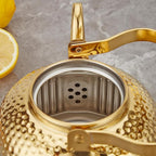 SANQIAHOME Antique 1.8L (60 Oz) Stainless Steel Teapot with Infuser Gold