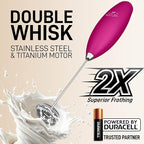 Zulay Kitchen Whisk Milk Frother with 4 Duracell Batteries - Powerful Handheld Foam Maker for Coffee, Lattes, Matcha, Hot Chocolate & Cappuccinos - Whip Creamy Froth in Seconds