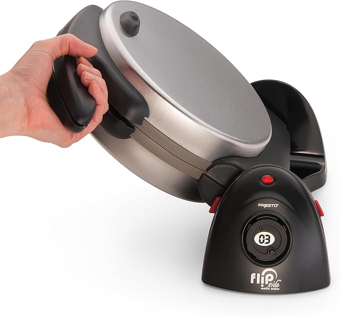 Presto 03510 Ceramic FlipSide Belgian Waffle Maker, Nonstick, Cool Touch Handles, Black