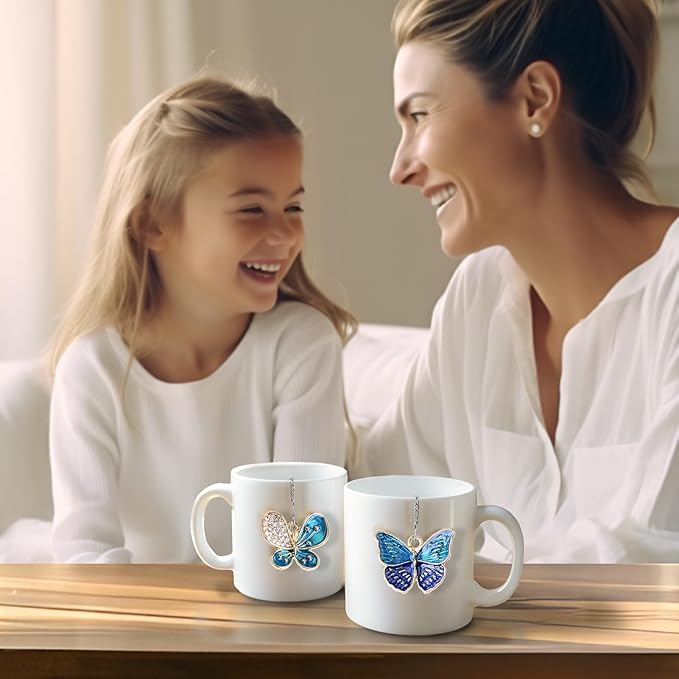 Tea Steeper for Loose Tea 2pcs NSTaygate Tea Infuser with Charm Handmade Cute Butterfly BFF Pendant, Tea Strainers for Loose Tea 304 Stainless Steel Tea Ball for Brew Tea