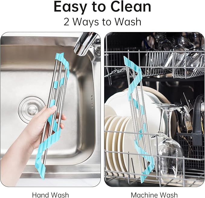 Tomorotec Green Triangle Roll-Up Dish Drying Rack for Sink Corner - Small, Foldable, Stainless Steel, Multipurpose Kitchen Drainer Caddy, Trivet, Rustproof Organizer, Storage Shelf