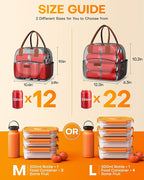 HOTOR Lunch Bag for Women & Men - Wear-Resistant Insulated Lunch Box with Large Capacity, Multi-Functional Cooler Bag for Office, Picnic, Light Grey, 10L,10.60" x 5.90" x 9.50"
