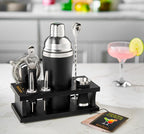 Excellent Grip Mixology Bartender Kit - Drink Mixer Set with All Essential Bar Accessories - Premium Bar Tool Set for The Ultimate Home Bar Experience, Housewarming Gifts New Home (Black)