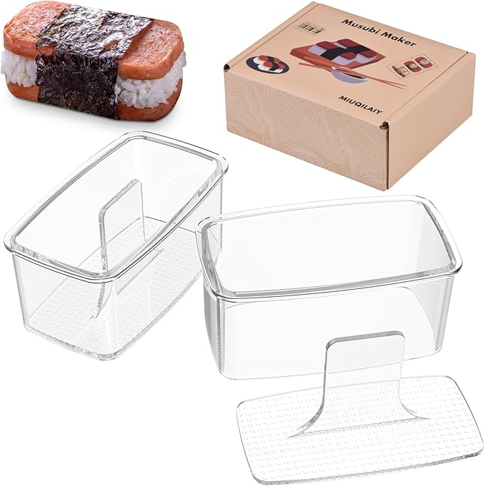 2PCS Clear Musubi Maker Kit, Non-stick Onigiri Press, BPA-Free Sushi Mold for Hawaiian Musubi