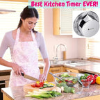 Kitchen Timers for Cooking, Chef Cooking Timer Clock with Loud Alarm - Magnetic Backing 100% Mechanical Desk Timer - No Batteries Required, Countdown Reminder Magnetic - Exquisite Stainless Steel Body