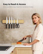 Swaitee Magnetic Knife Holder for Wall, 16 Inch Bamboo Knife Strip with Strong Magnetism, Kitchen Accessories Organizer, Housewarming Gifts for New Home, Storage Space Saver for Apartment/Rv/Farmhouse