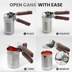 Zulay Kitchen Heavy Duty Stainless Steel Can Opener Manual with Bottle Opener - Rust Proof Manual Can Opener With Turn Knob & Comfy Soft Grip Handles - Brown