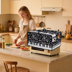 Piano Musical Notes Print Toaster Oven Dust-proof Cover, Heat-resistant Anti Fingerprint Microwave Oven Dust Cover, Kitchen Counter Accessory (Large-18.5 * 22.5 * 12.99 inches)