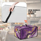 Marble Print Toaster Oven Cover, Dust-proof Heavy Duty Toaster Oven Cover for kitchen, Air Fryer with Accessory Pockets, Gold Violet, (Medium-16.1*19.71*10 inches)