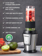 Personal Blender, Electric Shake Bottle with 2 x 20oz Travel Bottle and Coffee/Spices Jar, Portable Shaker Cups for Protein Shakes, 500W Single Serve Blender for Shakes and Smoothies, Sports(Black)