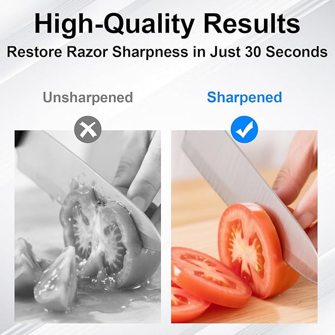 Premium 3-Stage Knife Sharpener - Professional Repair, Restore & Polish for Kitchen Knives, Razor Sharp in Seconds, with Ergonomic Grip for Perfect Control