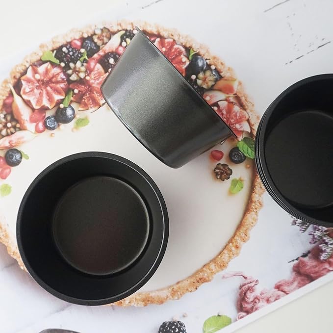 Muffin Pan Individual, 6Pcs Jumbo Muffin Tin Set, Nonstick Round Cupcake Pan for Baking Muffins, Popover, Egg Tarts, Quiche - Carbon Steel, Black
