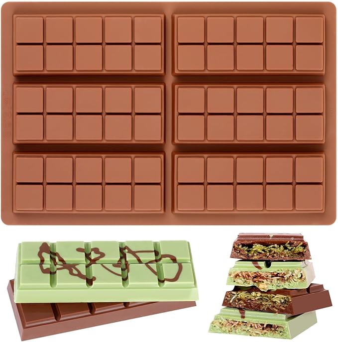 Chocolate Bar Mold - Non-Stick Chocolate Molds, Food Grade Silicone Deep Mold for Dubai Pistachio, Candy, Snacks