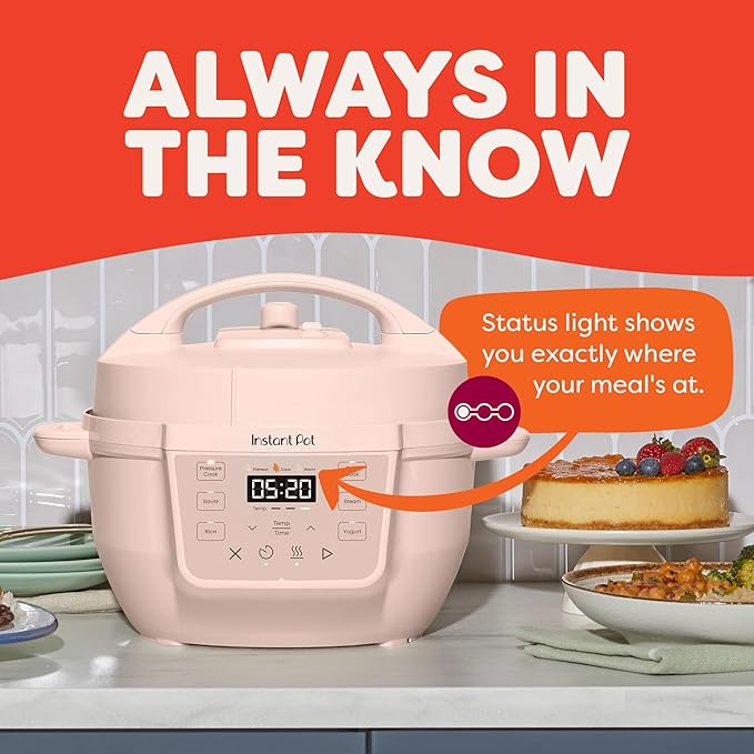 Instant Pot 4QT RIO Mini 7-in-1 Multi-Cooker, Pressure Cooker, Slow cook, Sauté, Steam, Rice Maker, Yogurt, & Warmer, Rosewater, 4 Quarts