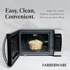 Farberware 1.3 Cu. Ft. Countertop Microwave Oven – 1000 Watts Power, Auto Cook Settings, Defrost, Easy Clean and Child Safety Lock - Stainless