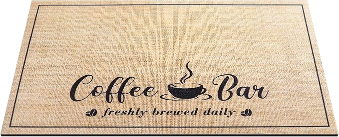 CooRug Absorbent Coffee Mat, Fashion Dish Drying Mat for Kitchen Counter Coffee Bar Accessories Espresso Machine Dish Rack 17" x 32" Beige