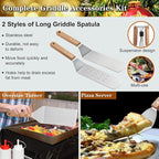 ROMANTICIST Professional Grade Griddle Accessories Kit - 30PCS Flat Top Grill Tools Set for Breakfast, Outdoor Grilling, Teppanyaki - Heavy Duty Griddle Spatula Scraper Burger Press - Ideal Grill Set