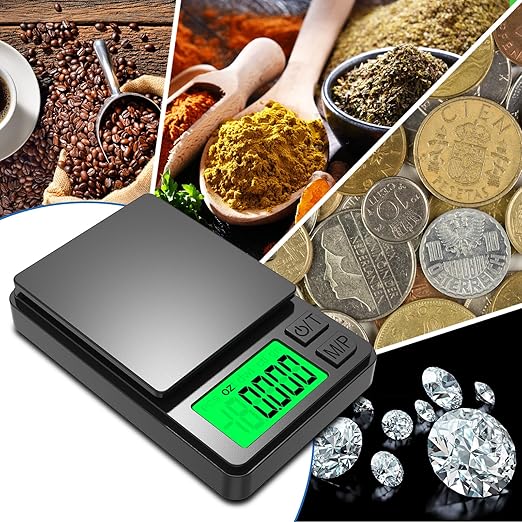 Mik-Nana Pocket Scale, 1000g x 0.01g Precision Gram Scale, Small Digital Scale Grams Ounces Grains, Kitchen Scale, Jewelry Scale for Gold, Gem, Coffee, Herb, Great for Travel Food Scale