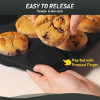 2 Pack 12 Cups Silicone Muffin Pan with Metal Reinforced Frame Regular Size Silicone Molds Cupcake Cake Baking Pans Cookie Baking Chocoflan Cupcake Mold Baking Homemade Muffins Cupcakes Egg Bites