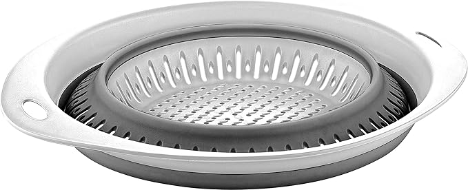 Collapsible Colanders (Strainers) for Fruit Vegetable Food Sizes 8" - 2 Quart (grey)