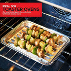 Stock Your Home Disposable Aluminum Foil Broiler Pan (10 Pack) for Oven - Durable Broiling Drip Trays with Ribbed Bottom Surface for BBQ Grill-Like Texture - 13x9 Inch Pans