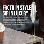 Zulay Kitchen Executive Series Luxury Gift Milk Frother with 4 Duracell Batteries – Handheld Electric Foam Maker for Coffee, Lattes & Hot Chocolate – Deluxe Finish, Ultimate Gift for Coffee Lovers