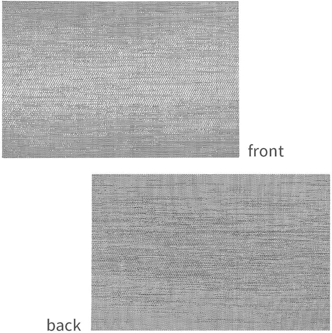 Leetaltree Grey Placemats, Heat Resistant Non-Slip Place mats for Dining Table, Washable Durable PVC Vinyl Woven Table Mats (Set of 24)